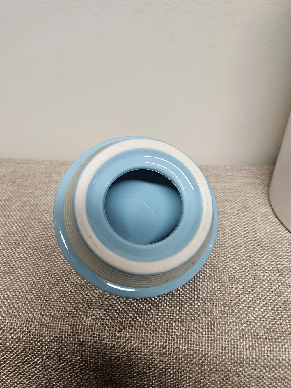 Rae Dunn Ceramic Canister with Light Blue Lid